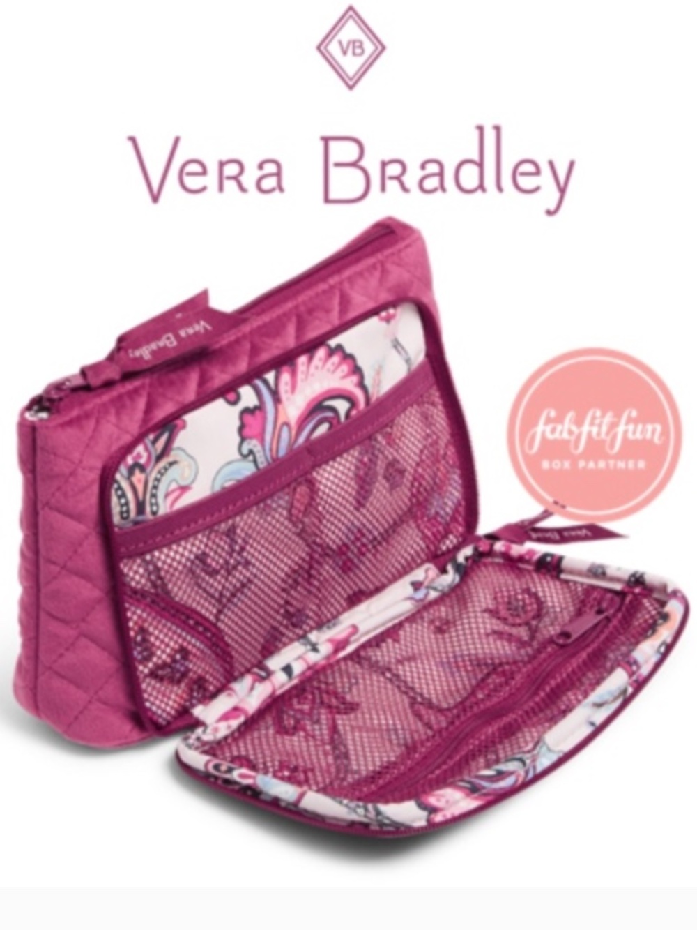 💐 Plush Vera Bradley Compact Organizer in Majestic Pink/Felicity Paisley Pink
